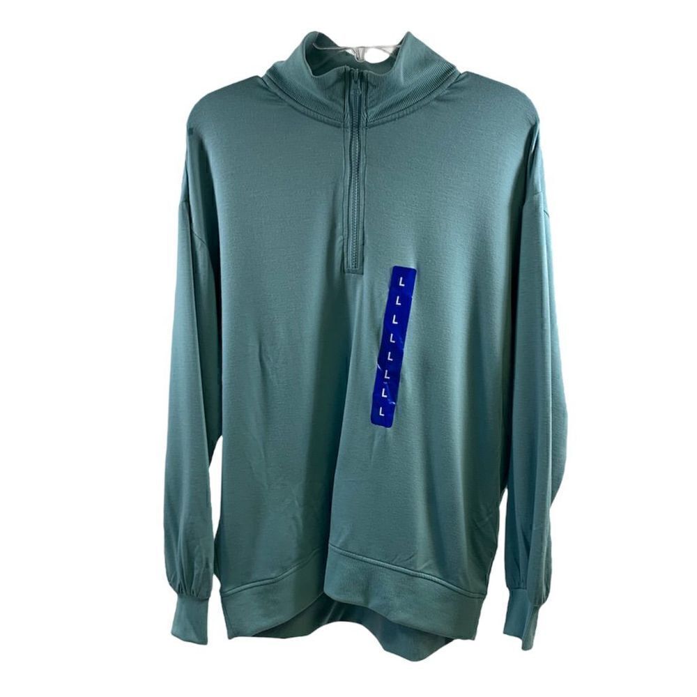 Three Dots Nile Blue 1/4 Zip Top Size L